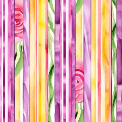 Tricoline Listrado Colorido e Rosas Tricoline Listrado Colorido e Rosas