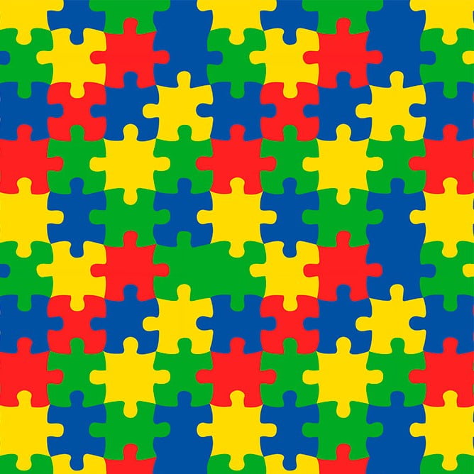 Tricoline Estampa Quebra Cabeça Colorido