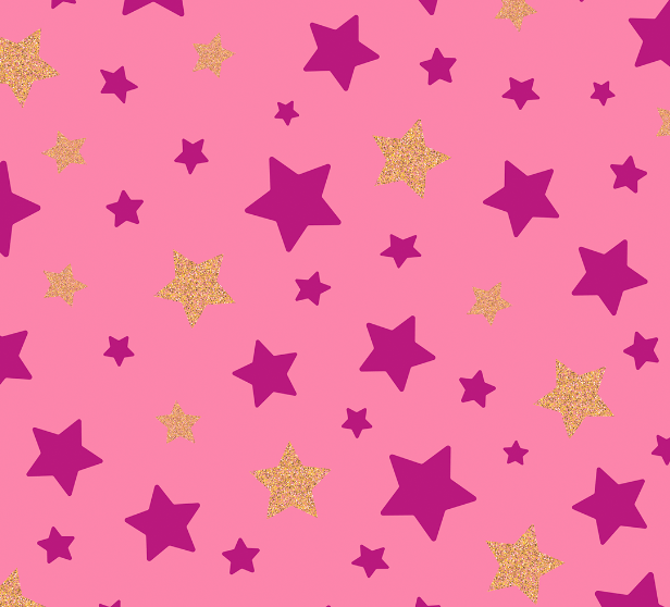 Tricoline Estrelas em Rosa e Dourado