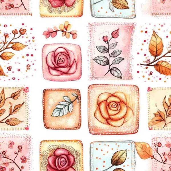 Tricoline Flores em Patchwork