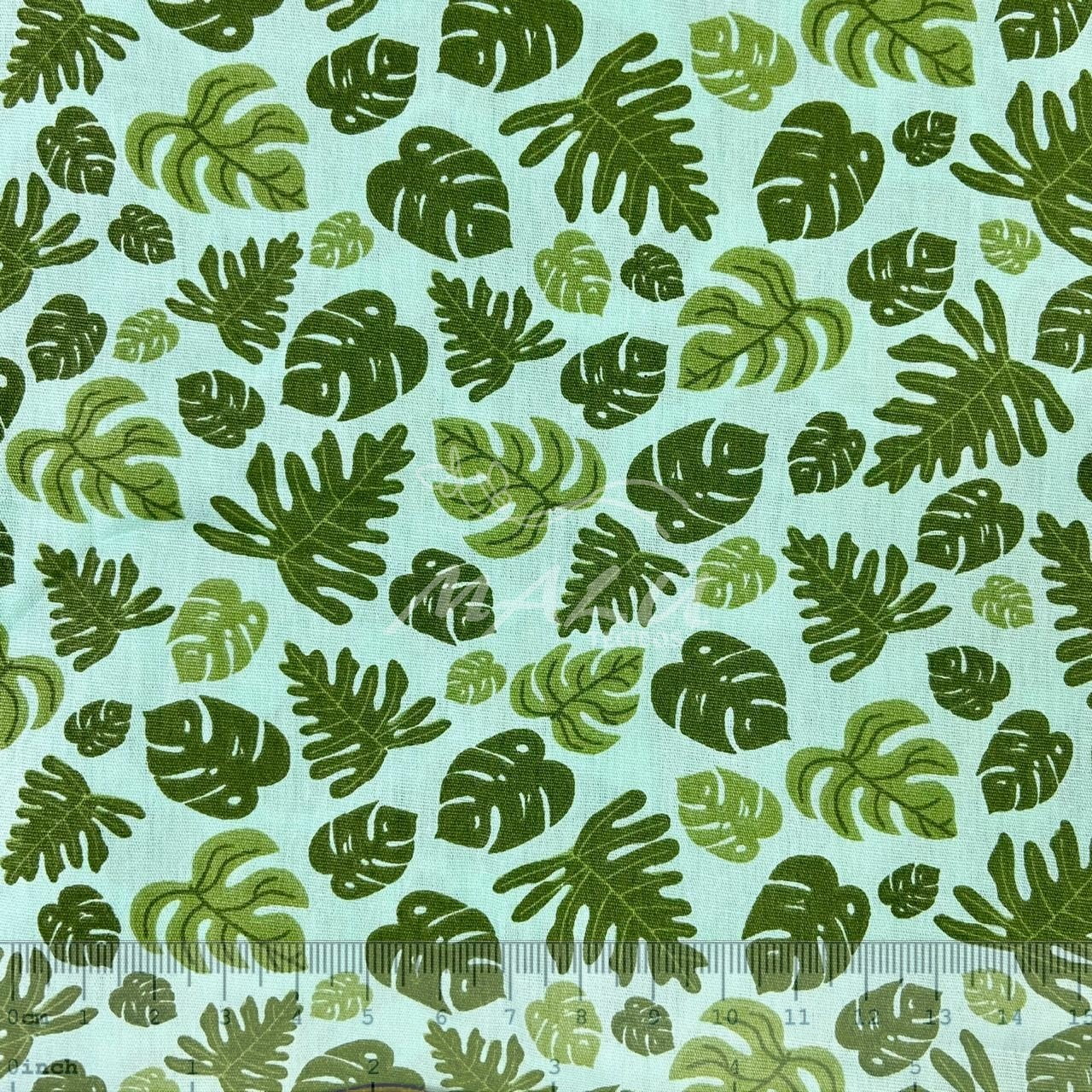Tricoline Folhas Costela de Adão fundo Verde