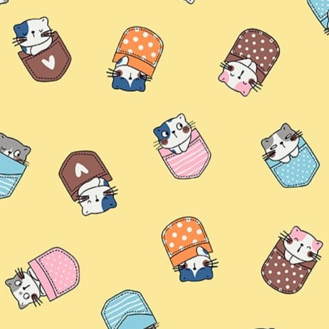 Tricoline Mista Gatinhos Fundo Amarelo