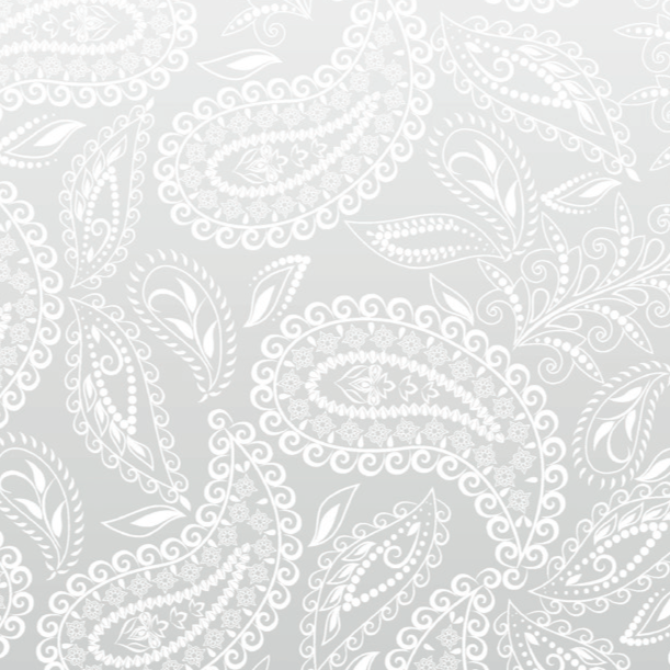 Tricoline Paisley Branco no Cinza