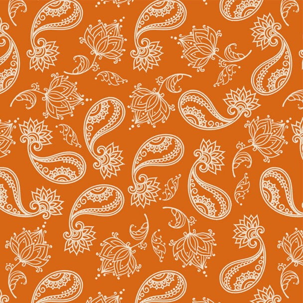 Tricoline Paisley e Flores Caramelo