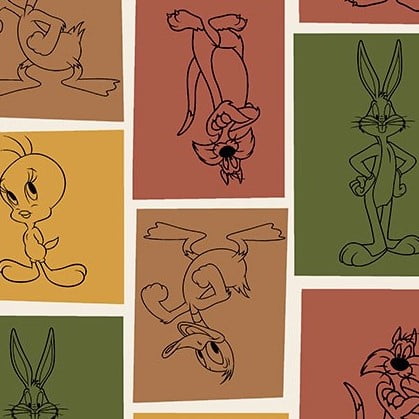 Tricoline Looney Tunes Formas Coloridas Neutras