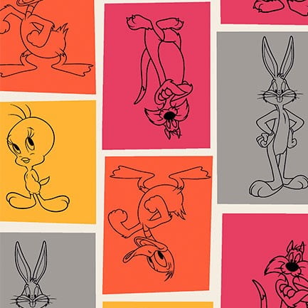 Tricoline Looney Tunes Formas Coloridas Quentes 