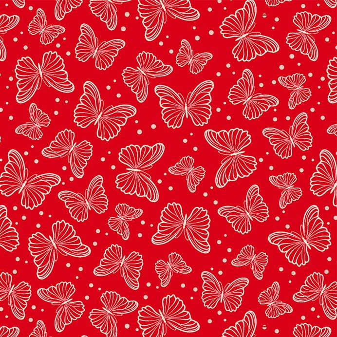 Tricoline Borboletas Conceito Vermelho
