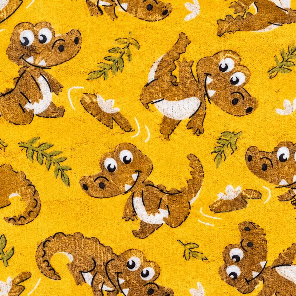 Tricoline Jacaré Fundo Amarelo