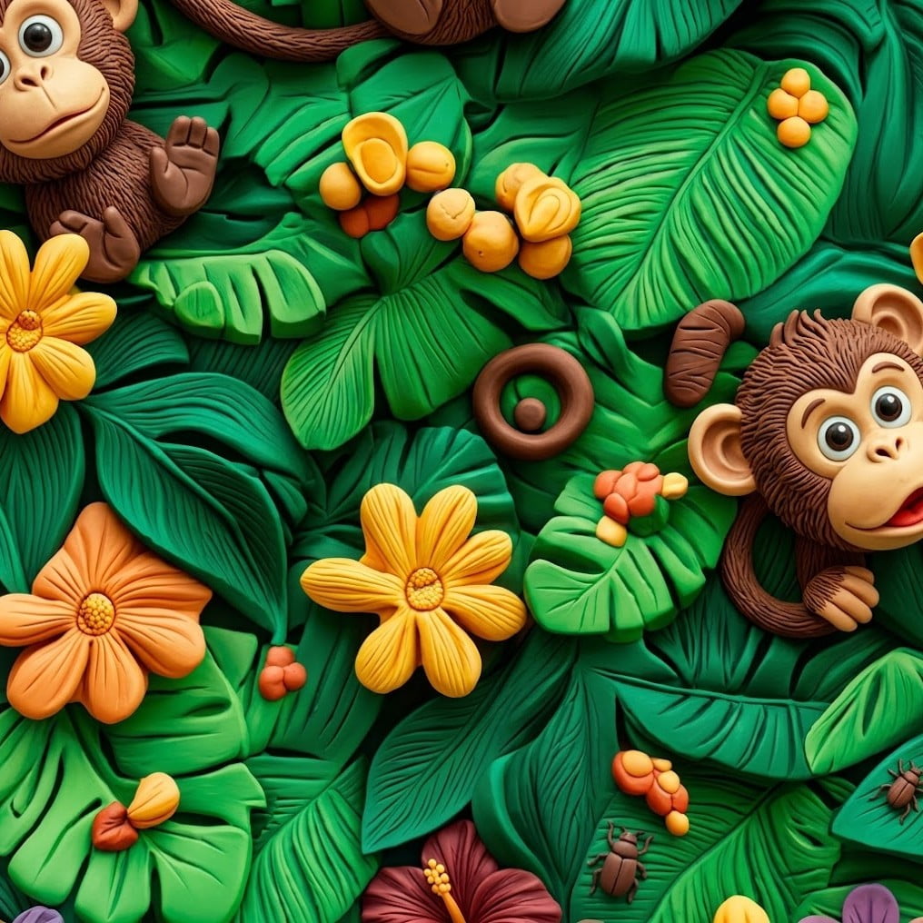 Tricoline Macaquinhos nas Folhas