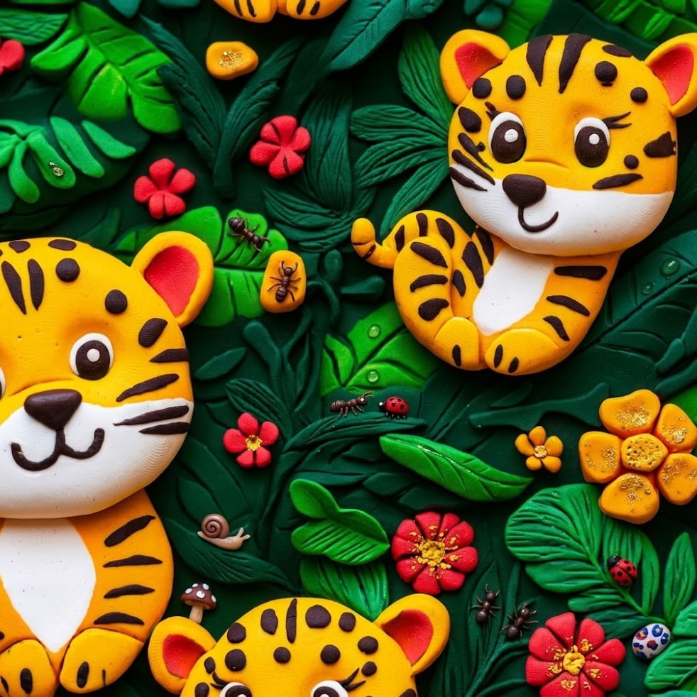 Tricoline Tigres nas Folhas