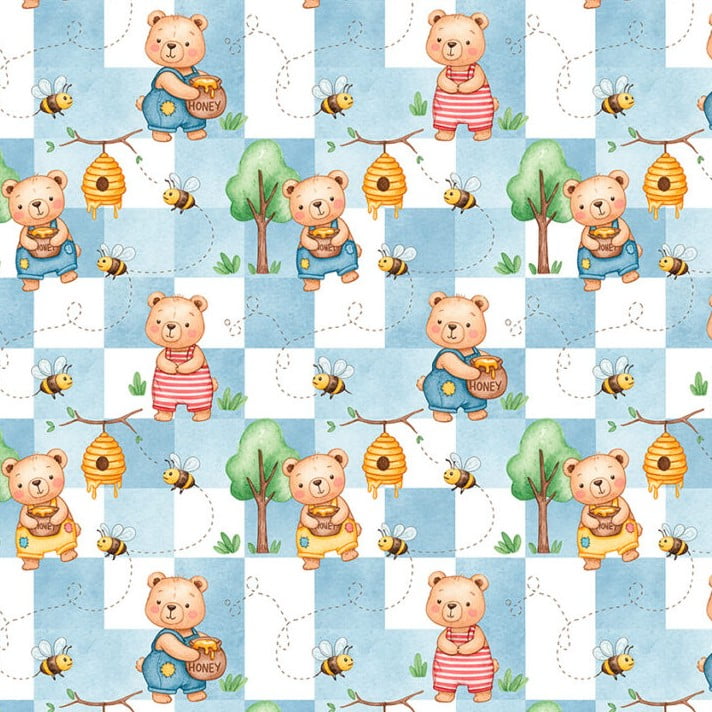  Tricoline Ursos no Jardim de Mel