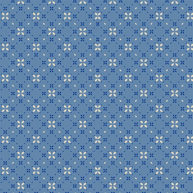 Tricoline Ornamento Geométrico Azul