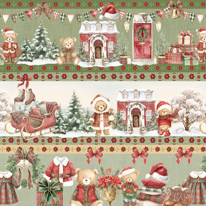 Tricoline Barrada Ursinhos no Natal
