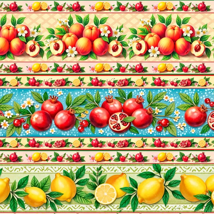 Tricoline Barrado Frutas Variadas 