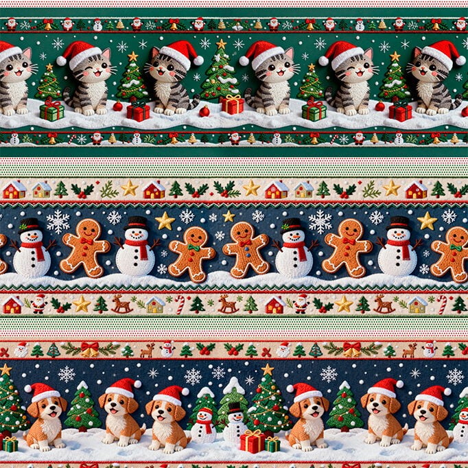 Tricoline Barrada Bichinhos no Natal