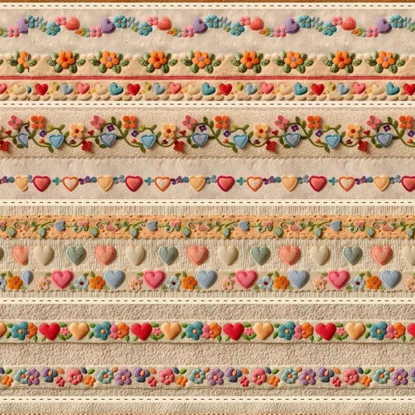 Tricoline Digital Barrado Coração em Feltro