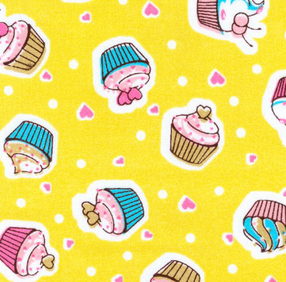 Tricoline Cupcake Fundo Amarelo