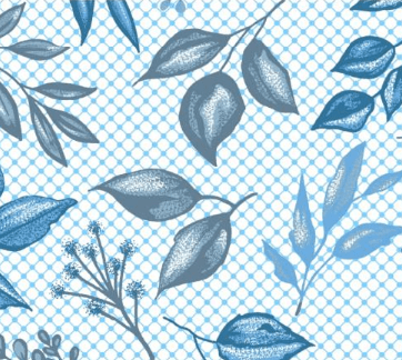 Tricoline Folhas Azul
