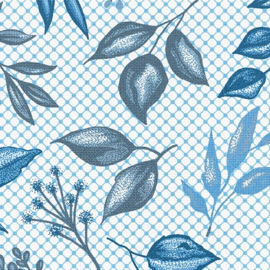 Tricoline Folhas Azul