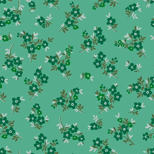 Tricoline Floral Ramos de Amor Verde 