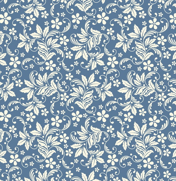 Tricoline Arabesco Floral Azul