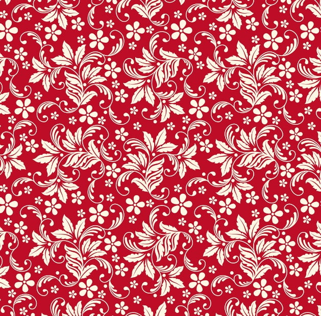 Tricoline Arabesco Floral Vermelho