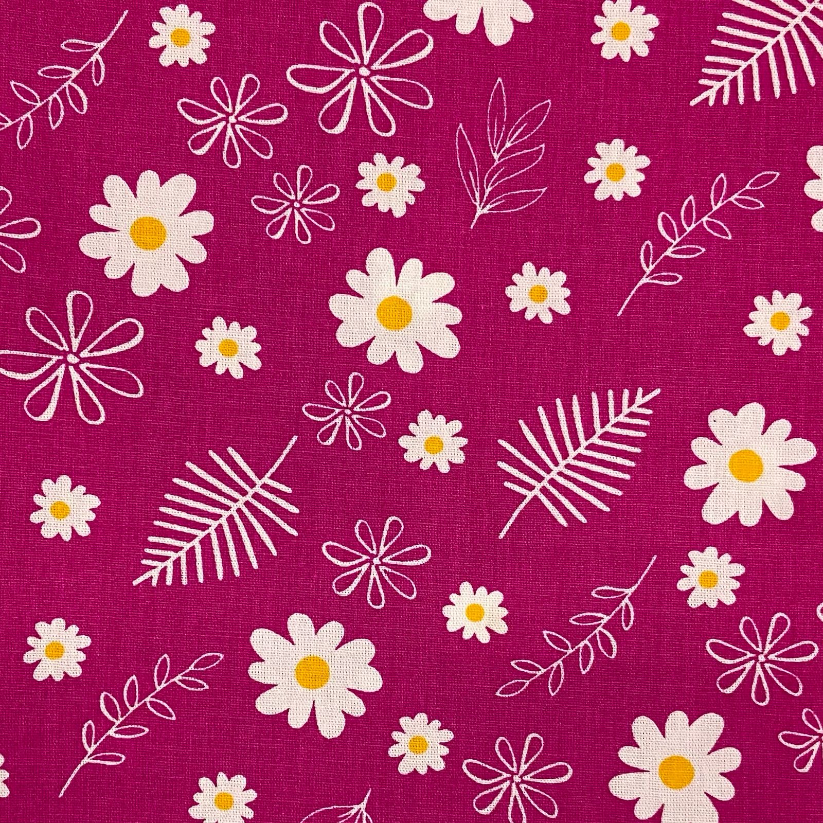 Tricoline Campo de Margaridas Rosa 