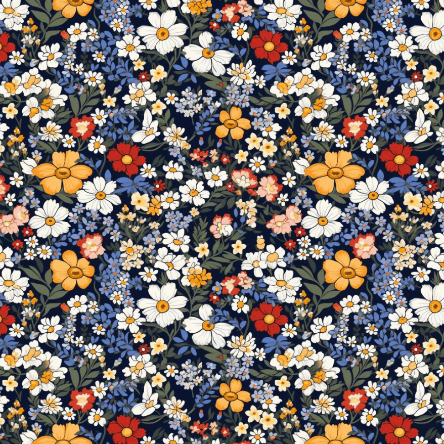 Tricoline Digital Mini Flores Coloridas