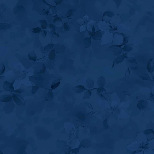 Tricoline Digital Floral Simples Azul Marinho
