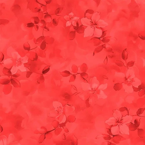 Tricoline Digital Floral Simples Vermelho Tomate