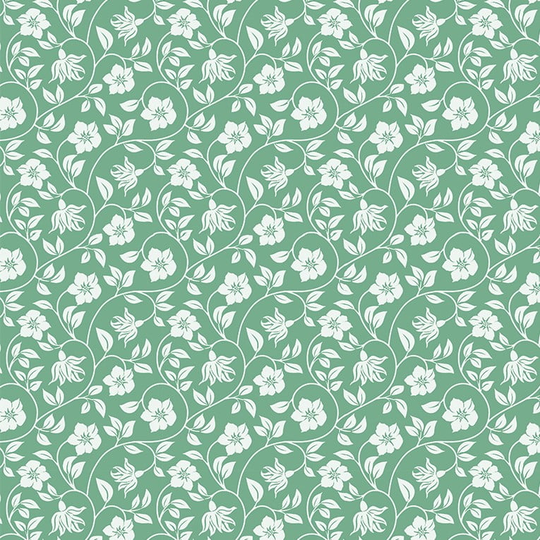 Tricoline Floral Composê Verde