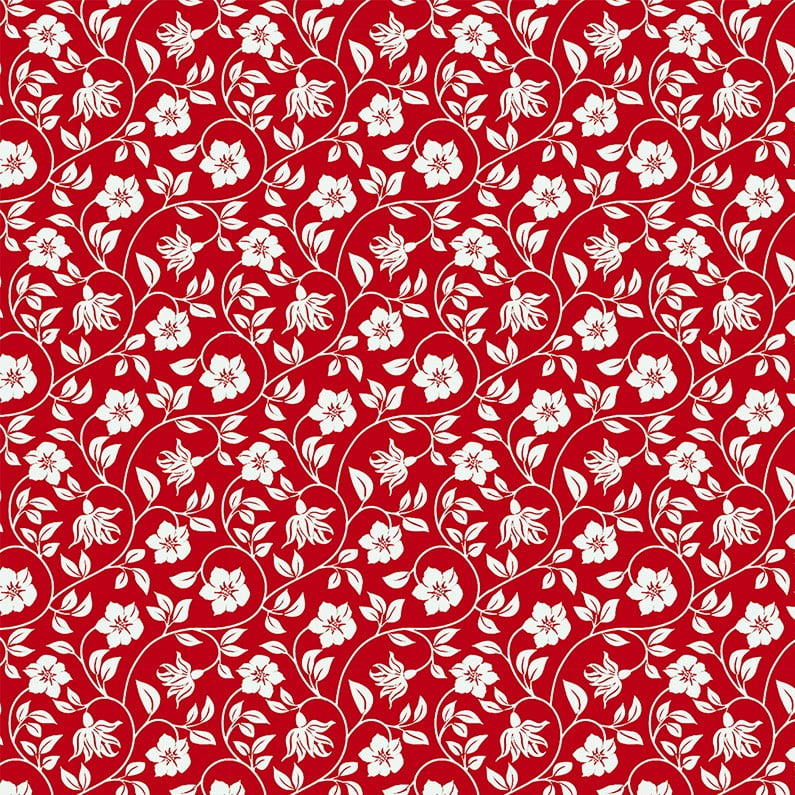 Tricoline Floral Composê Vermelho