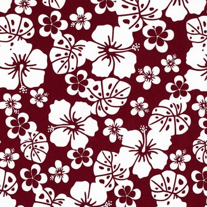 Tricoline Floral Hibisco Noturno Bordô