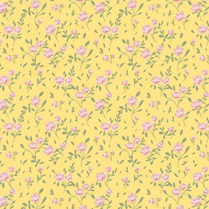 Tricoline Floral Micro Jardim Amarelo 
