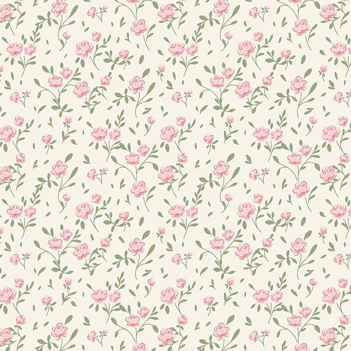 Tricoline Floral Micro Jardim Bege 