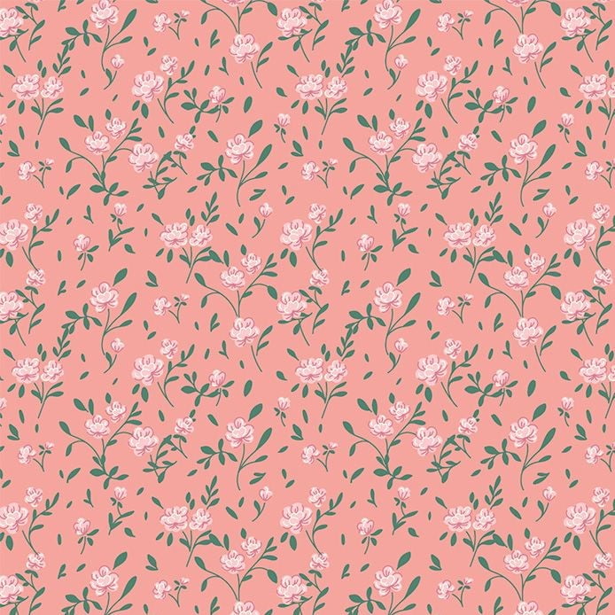 Tricoline Floral Micro Jardim Rosê 
