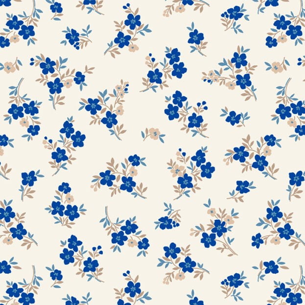 Tricoline Floral Ramos de Amor Azul 