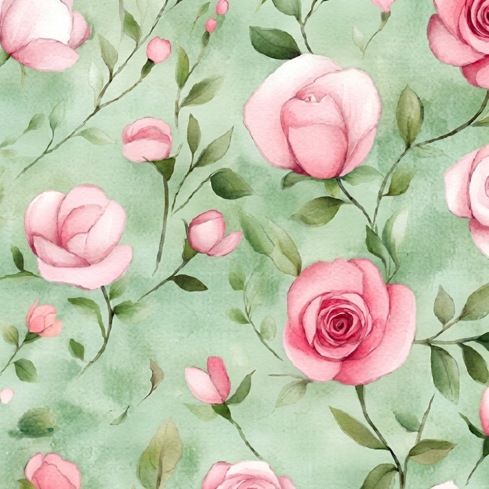 Tricoline Floral Rosa no Verde