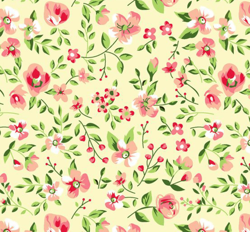 Tricoline Floral Rosinha no Bege Pintura