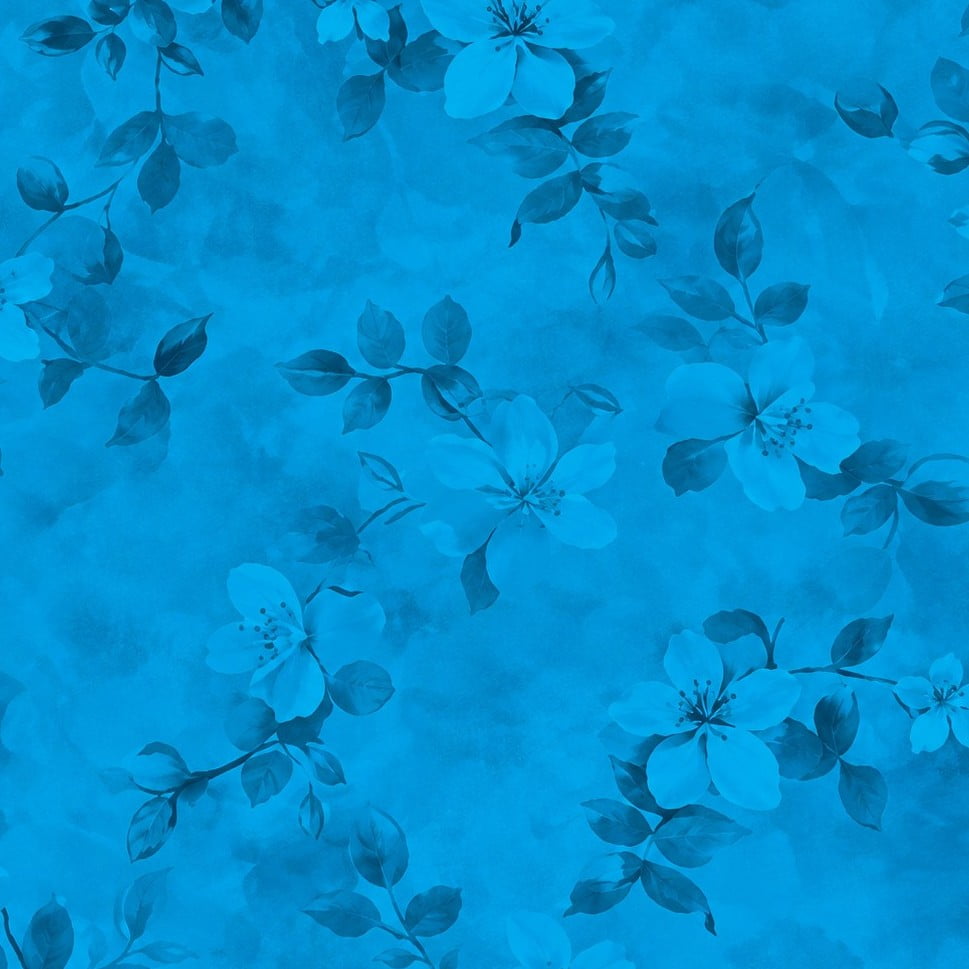 Tricoline Floral Simples Azul
