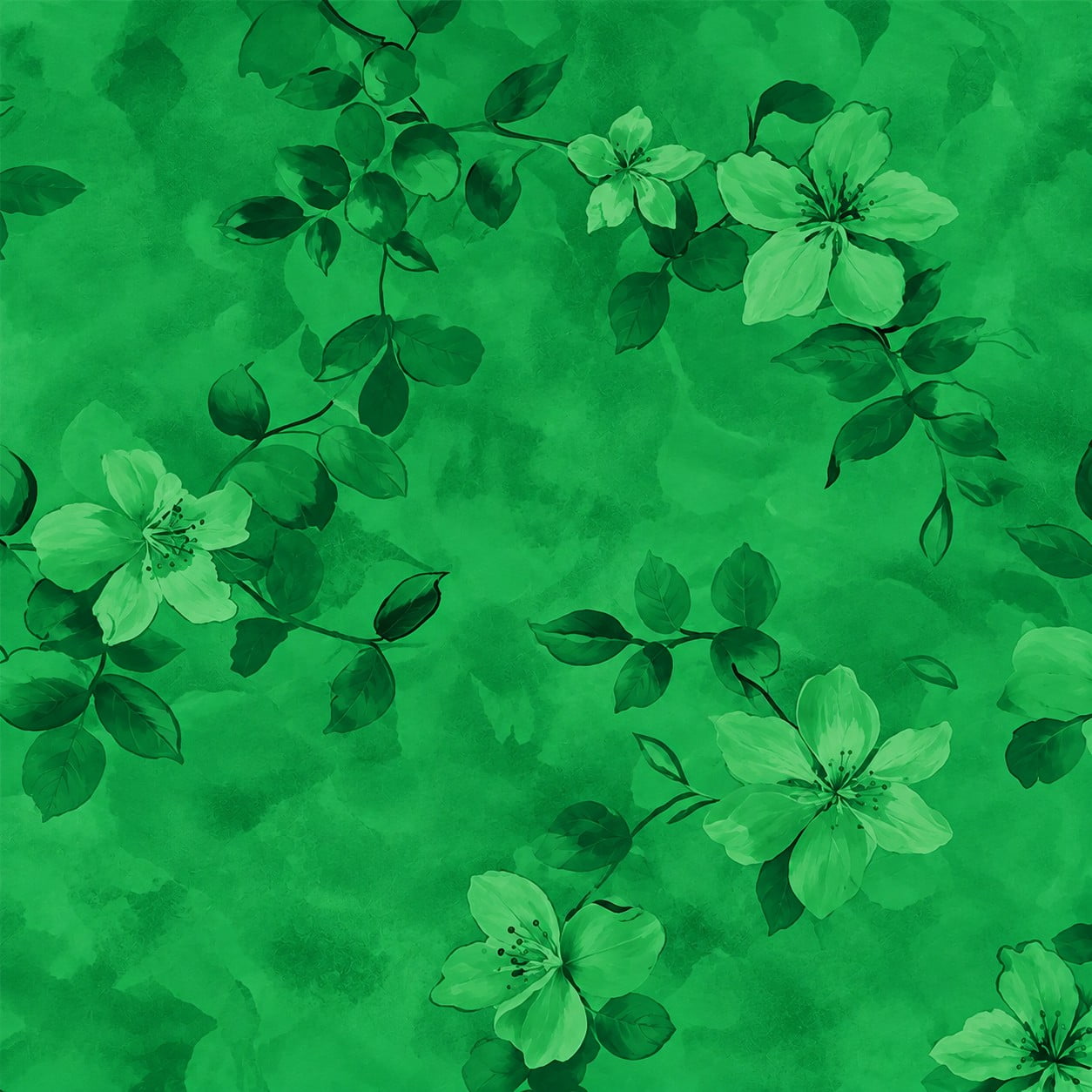 Tricoline Floral Simples Verde