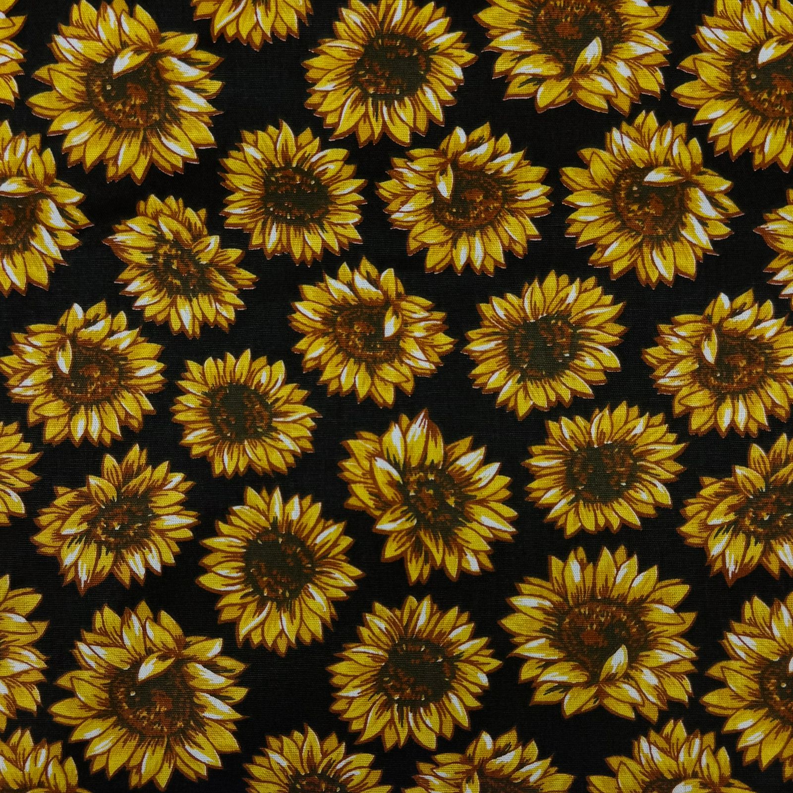 Tricoline Girassol Fundo Preto