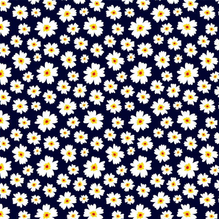 Tricoline Margarida no Azul Marinho 