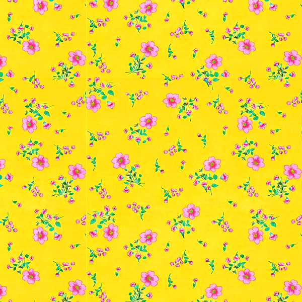 Tricoline Mini Flores Fundo Amarelo