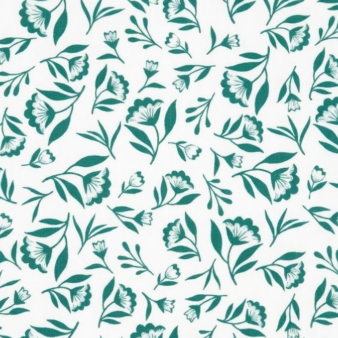 Tricoline Mini Flores Verde Fundo Branco