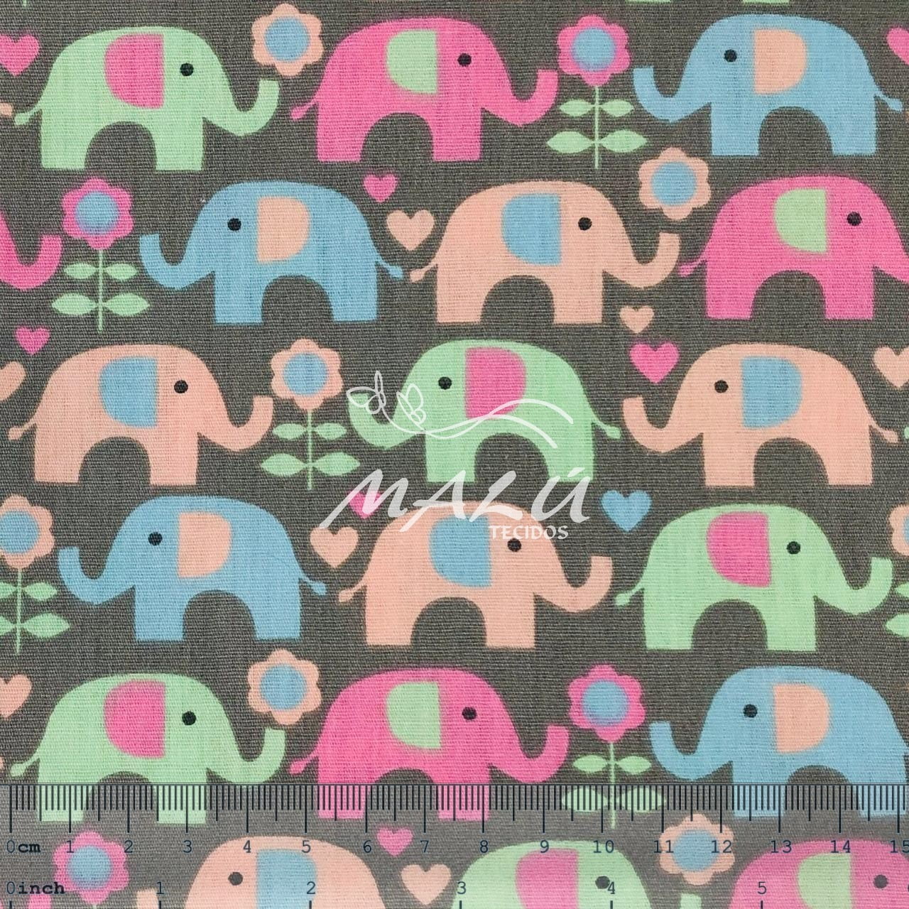 Tricoline Elefantes Coloridos