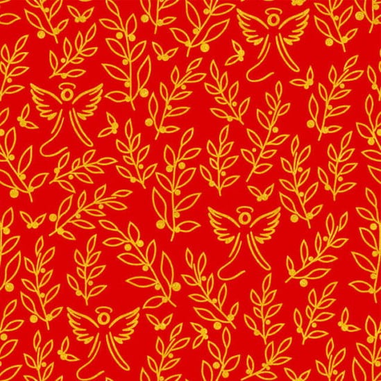 Tricoline Anjos e Folhas Vermelho