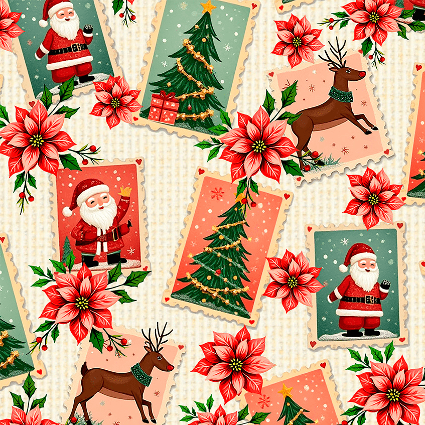 Tricoline Cartões de Natal Retrô 