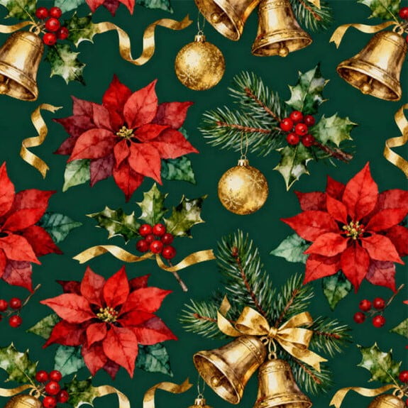 Tricoline Digital Flores e Sinos de Natal