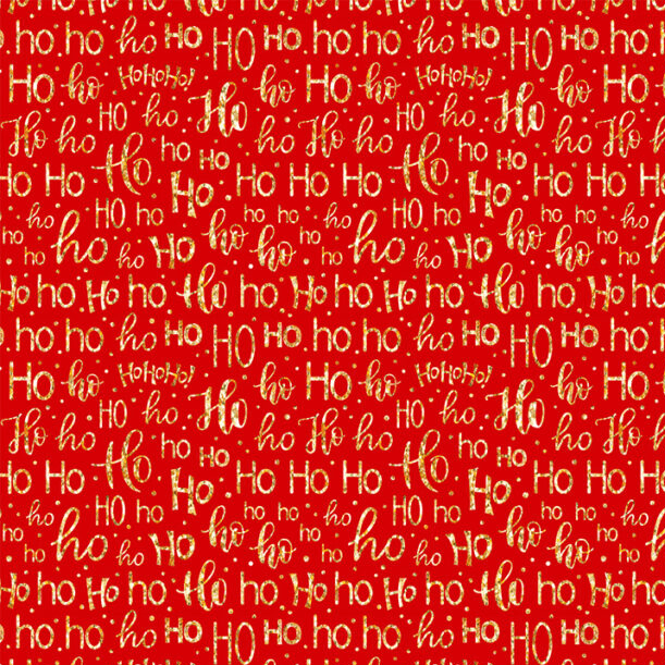 Tricoline Ho Ho Ho Dourado e Vermelho